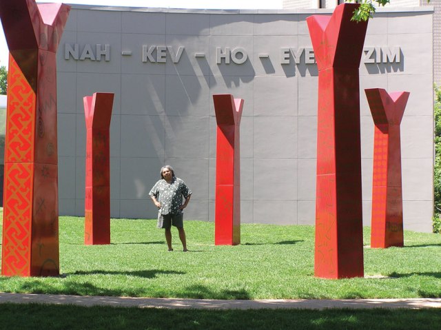 Edgar Heap of Birds with Wheel, 2005, sculptural installation at Denver Art Museum. Courtesy of the artist.